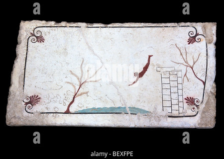 Boy diving into the afterlife, scene from the Tomb of the Diver, Paestum. Stock Photo