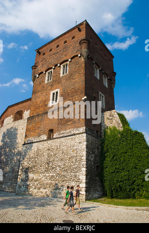 Tower outside Wawel castle hill walls in Krakow Poland Europe Stock Photo