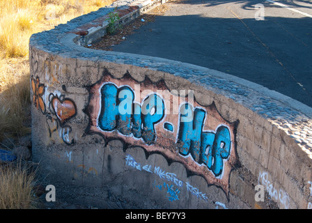 Urban decay in the form of graffiti reading Hip-Hop on a wall near the Auditorio in Santa Cruz de Tenerife, Canary Islands Stock Photo