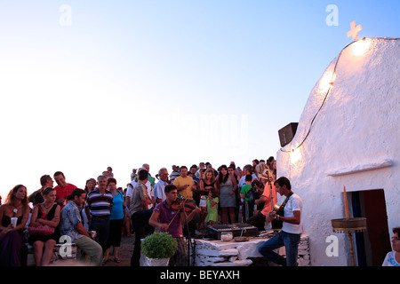 greece cyclades sikinos a religious festival at profit elias church Stock Photo