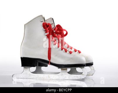 Ice skates with red laces Stock Photo