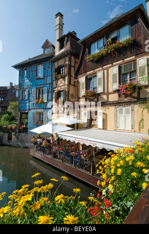 Petite Venise 'Little Venice' waterside restaurant Colmar Alsace France Stock Photo