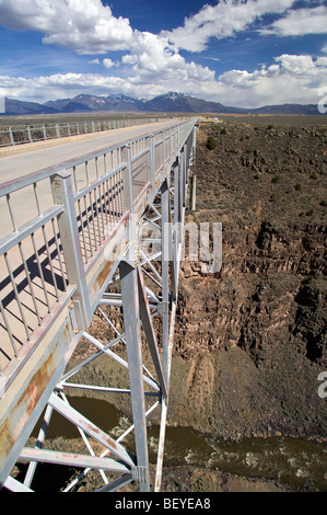 Steel bridge over the Rio Grande River near Taos, New Mexico, USA Stock Photo