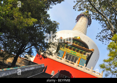 Giant Dagoba Temple Beihai Park Beijing China Stock Photo