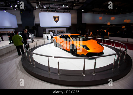 Lamborghini is seen at an automobile show of the Volkswagen AG in Hamburg, Germany. Stock Photo