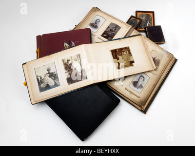 Pile of old photograph albums Stock Photo