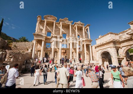 the Library of Celsus at Ephasus, which is an ancient Roman and Greek city in Turkey Stock Photo