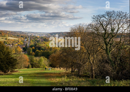 Chilterns rural landscape view from West Wycombe hill towards High Wycombe Buckinghamshire UK Stock Photo