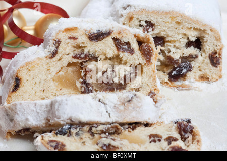 German Stollen fruit loaf, christmas cake Stock Photo