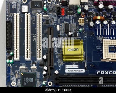 AGP and PCI slots on a motherboard of PC Stock Photo