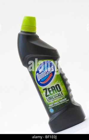 Plastic Bottle Of Domestos Zero Toilet Limescale Remover Against A White Background Stock Photo