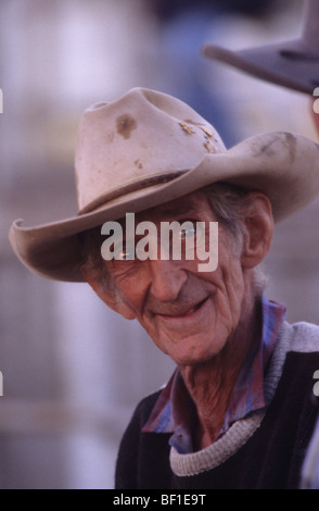 Elderly gentleman cowboy with Stetson portrait, Queensland Australia Stock Photo