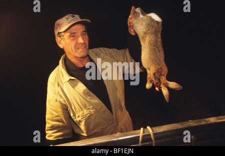 Rabbit hunter in outback, at night, Australia Stock Photo