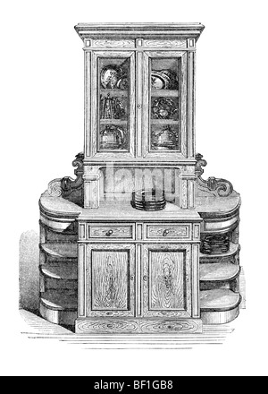 Sideboard for a dining room, historical illustration from: Marie Adenfeller, Friedrich Werner: Illustrated cooking and housekee Stock Photo