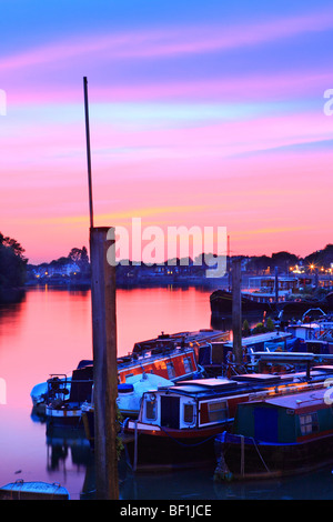 River Thames seen from Hammersmith Bridge  after sunset London England Stock Photo