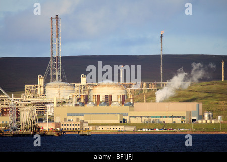 Sullom Voe Oil Terminal, Shetland Islands. Stock Photo