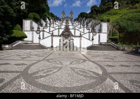 Portugal, Braga - Basilica of Bom Jesus do Monte, monumental Baroque stairway Stock Photo