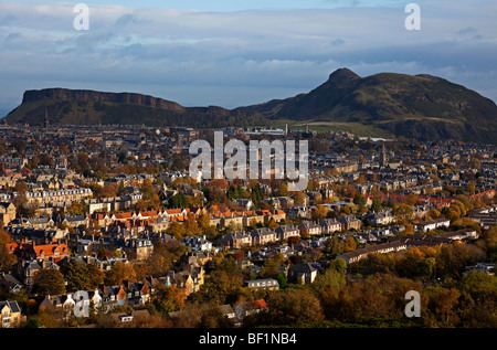 Blackford, Edinburgh residential area during the autumn season with Arthur seat in the background, Scotland, UK, Europe Stock Photo