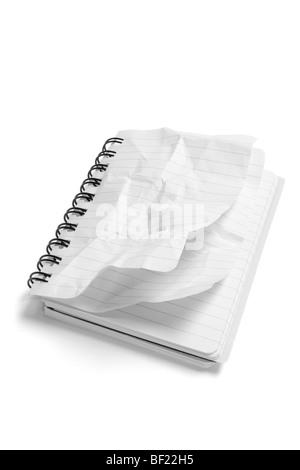 Notepad with Crumpled Pages Stock Photo