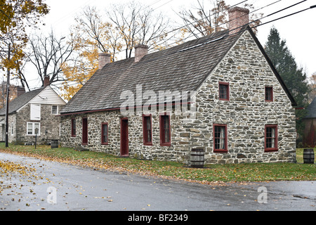 restored Abraham Hasbrouck historic stone Huguenot house National Historic Landmark District in New Paltz New York Stock Photo