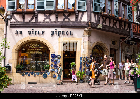 Souvenir sho in the old town of Colmar, Rue des Marchands, Colmar, Alsace, France Stock Photo