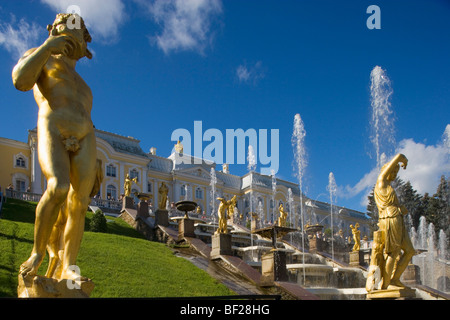 Grand Cascade in Peterhof Palace, St. Petersburg, Russia Stock Photo