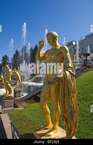 Grand Cascade in Peterhof Palace, St. Petersburg, Russia Stock Photo