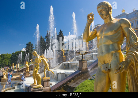 Grand Cascade in Peterhof Palace, St. Petersburg, Russia Stock Photo