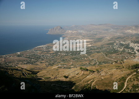 The ancient, walled, mountain City of Erice in Sicily, Italy, Europe Stock Photo