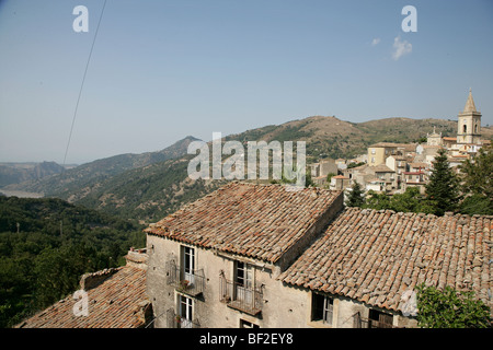 A view over Novara di Sicilia in the North East of Sicily, Sicilia, Italy Stock Photo