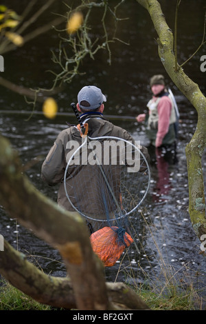 Fly Fishing on the north tyne river at bellingham northumberland england uk Stock Photo