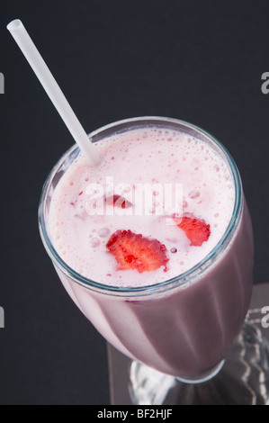 High angle view of a strawberry milkshake Stock Photo