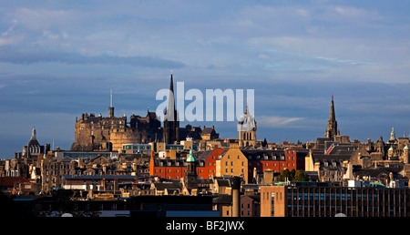 Edinburgh city skyline in autumn season with Edinburgh Castle in background, Scotland, UK, Europe