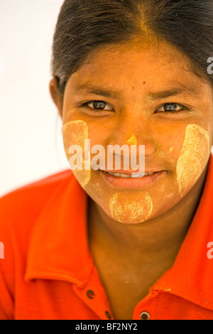 Portrait of a young burmese woman. Myanmar. Stock Photo