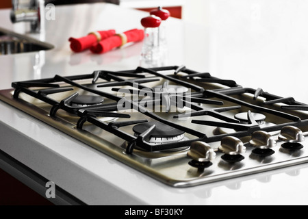 Close-up of a gas stove burner Stock Photo