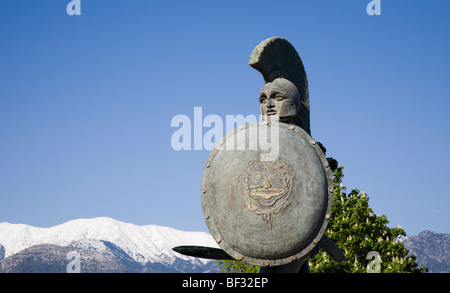 Greece, Sparta - Statue of King Leonidas Stock Photo