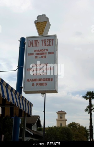 Dairy Treat Orange's oldest hamburger stand and ice cream shop, located very near the Plaza and Chapman College in Orange, CA Stock Photo