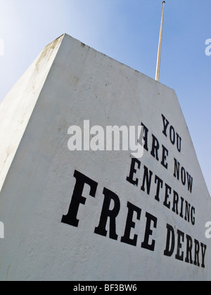 'You are now entering Free Derry', a slogan painted on the 'Free Derry Wall' near the Bogside area of Derry, Northern Ireland Stock Photo