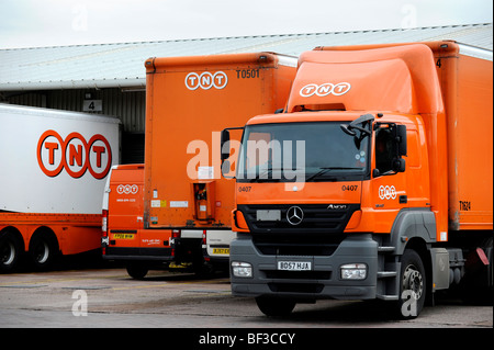 TNT lorries at a depot Stock Photo