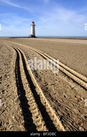 Point of Ayr Lighthouse at Talacre on the North Wales coast Stock Photo