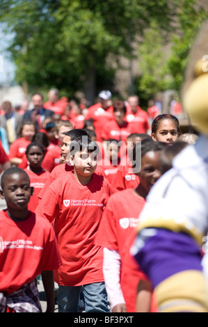 Participants of a City Year project at Beech Elementary School, Manchester, NH. Image is NOT model / property released. Stock Photo