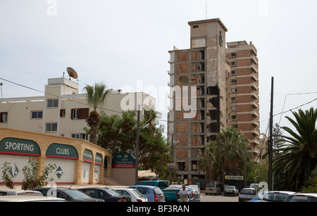 area surrounding varosha forbidden zone with salaminia tower hotel abandoned in 1974 due to the turkish invasion famagusta Stock Photo