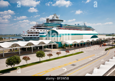 Cape Canaveral, FL - August 2008 - Royal Caribbean cruise ship Sovereign of the Seas at cruise terminal Stock Photo