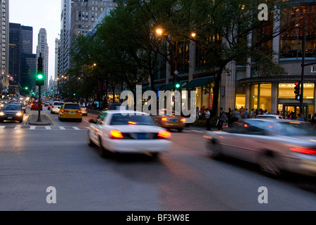 Michigan Avenue And Magnificent Mile With Traffic At Night, Chicago, IL,  USA Stock Photo, Picture and Royalty Free Image. Image 23118545.