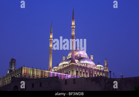 Citadel, Cairo -  Mosque of Muhammad Ali at Night Stock Photo