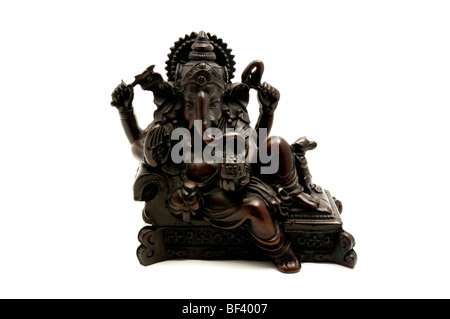 Statue of the hinduist god Ganesha on a white background Stock Photo