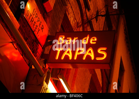 Tapas sign at Sangria restaurant in Upper Street. Islington. London. UK 2009. Stock Photo