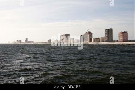 A view of Gulf Shores Alabama from the water. Stock Photo