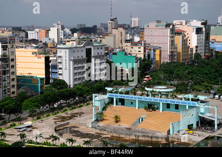 skyscape skyline cityscape birds eye view looking down ho chi minh city vietnam crowded congested Stock Photo