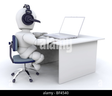 3D Man using VOIP Stock Photo